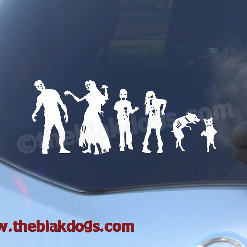 Zombie Stick Figure Family, Custom sticker, Vinyl Sticker, Car Decal